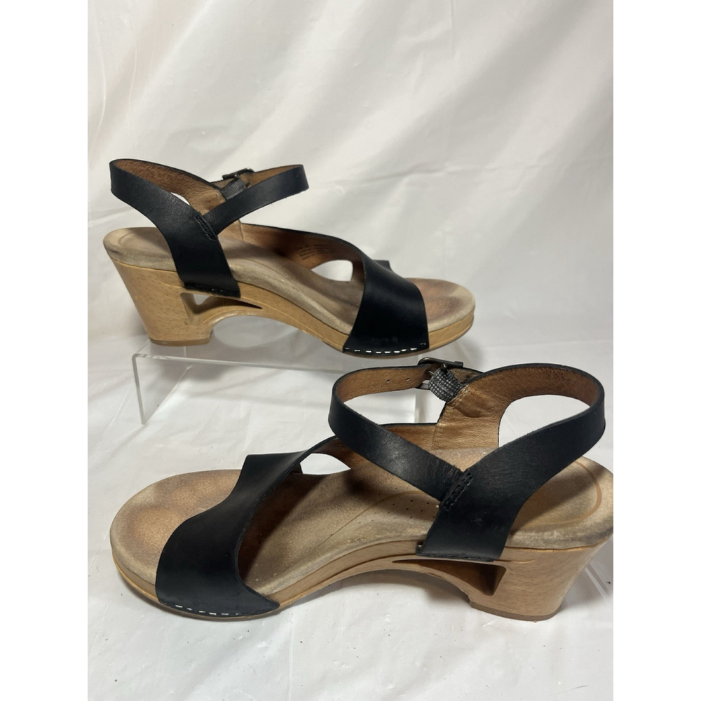 Dansko Tasha Black Leather Slingback Wedge Clog Sandals size 39 Us size 8.5-9 - Picture 4 of 15